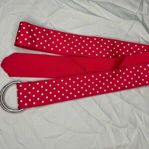 Vintage Red with White Polka Dot Fabric Belt Size Medium, Made in the USA